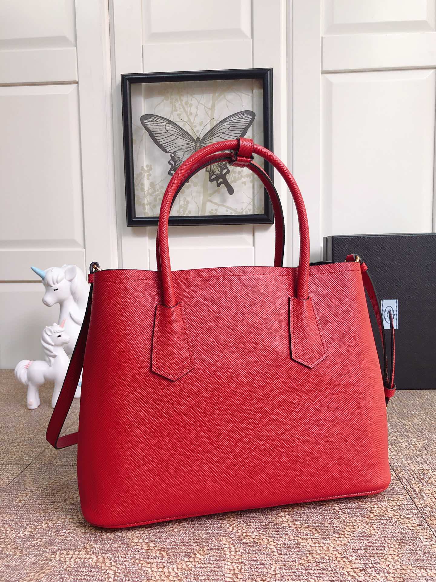 Prada Double Saffiano Leather Bag Shoulder Bag Red 1BG775